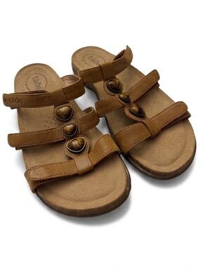 Taos Women Brown Strappy Dressy Summer Sun Comfort Sandals Size 9 Triple Velcro